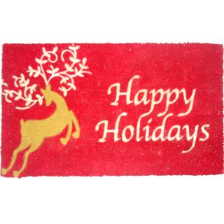 Holiday Living HOLIDAY PROMO Red/Tan Rectangular Door Mat (Common: 18 in x 30 in; Actual: 17.6 in x 29.4 in)