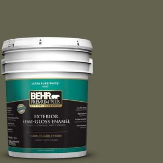 BEHR Premium Plus 5 gal. #N350 7 Russian Olive Semi Gloss Enamel Exterior Paint 534005