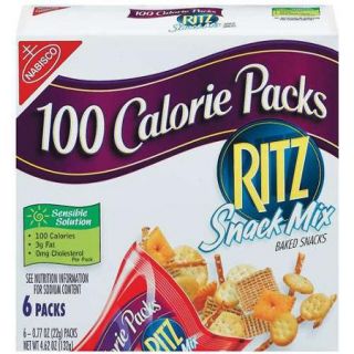 Nabisco 100 Calorie Ritz Snack Mix Baked Snacks, .77 oz, 6 count