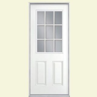 Masonite 36 in. x 80 in. 9 Lite Painted Smooth Fiberglass Prehung Front Door with No Brickmold 26851