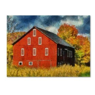 Lois Bryan Red Barn In Autumn Canvas Art