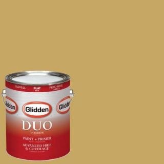 Glidden DUO 1 gal. #HDGY47D Deep Golden Straw Flat Latex Interior Paint with Primer HDGY47D 01F