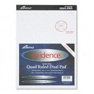 Ampad 20210 Evidence Quad Dual Pad Quadrille Rule Letter White 100 Sheet Pads