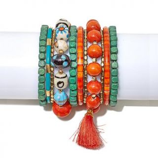 BAJALIA "Pushpa" Set of 11 Tribal Stretch and Bangle Bracelets   8003462