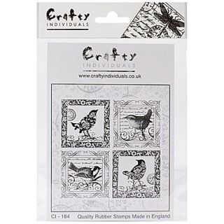 Crafty Individuals 85 mm x 85 mm Unmounted Rubber Stamp, 4 Little Songbirds