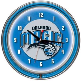 Trademark Global 14 in. Orlando Magic NBA Chrome Double Ring Neon Wall Clock NBA1400 OM