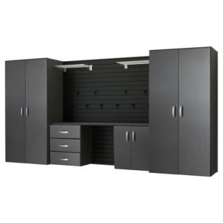Flow Wall 144 in. W x 72 in. H x 21 in. D Jumbo Starter Workstation in Black/Silver Carbon (7 Piece) FCS 72B 04SCB