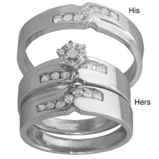 14k White Gold 1/2ct TDW Diamond His and Hers Wedding Ring Set (G H, SI1 SI2) Women's Size 6, Men's Size 12