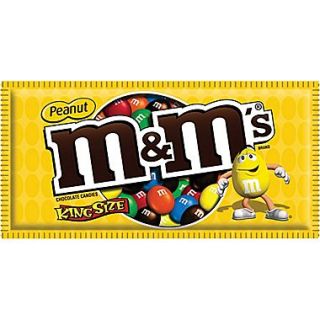 M&Ms Peanut Candy King Size Bag, 3.27 oz. Bags, 24 Bags/Box