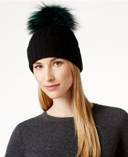 Portolano Fox Fur Pom Beanie   Handbags & Accessories