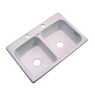 Thermocast Newport Drop in Acrylic 33x22x9 in. 2 Hole Double Bowl Kitchen Sink in Innocent Blush 40260