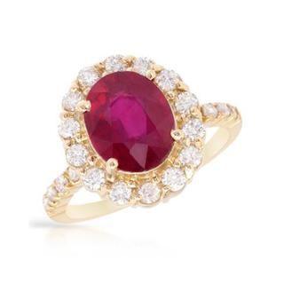 Foreli Cocktail Ring with 6.49ct TW Diamonds and Composite Ruby in 14K