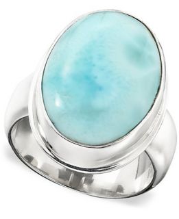 Sterling Silver Ring, Larimar Oval   Rings   Jewelry & Watches   
