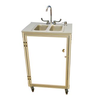 MONSAM White Double Basin Stainless Steel Portable Sink