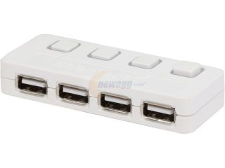 SABRENT HB UMLW 4 Port USB 2.0 Hub (9" Cable) with Individual Power Switches and LEDs [White]