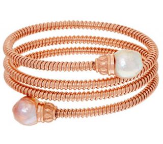 Honora Ming Cultured Pearl Bronze Tubogas Wrap Bracelet —