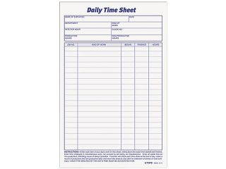 Tops 30041 Daily Time and Job Sheets, 6 x 9 1/2, 100/Pad, 2/Pack