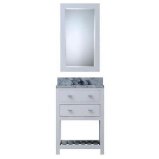 Water Creation 24 in. W x 21.5 in. D Vanity in White with Marble Vanity Top in Carrara White, Mirror and Chrome Faucet Madalyn 24WBF