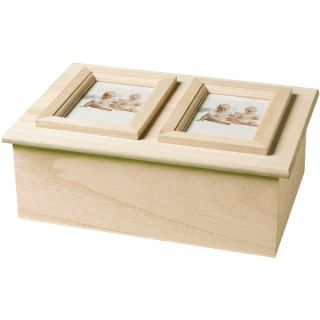 Wood Memory Box Double Picture Frame 9 1/4X6 1/2X3 1/3   