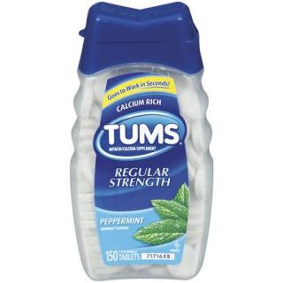 TUMS Antacid Regular Strength 500 Peppermint Chewable Tablets, 150 count