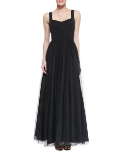 Aidan Mattox Sleeveless Sweetheart Tulle Ball Gown, Black