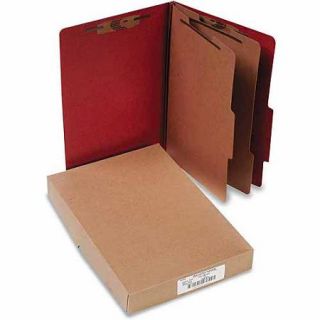 ACCO 25 Point Pressboard Classification Folders, Legal, 6 Section, Earth Red, 10 Pack