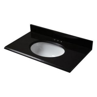 Pegasus 31 in. x 22 in. Granite Vanity Top in Midnight Black with White Bowl and 4 in. Faucet Spread 16888