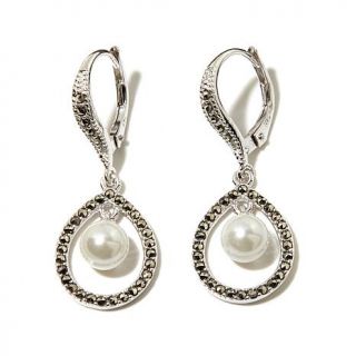 Reflections by Judith Jack Simulated Pearl and Marcasite Sterling Silver Drop E   7710514
