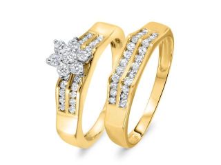 3/4 CT. T.W. Diamond Women's Bridal Wedding Ring Set 14K Yellow Gold