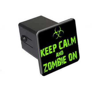 Keep Calm And Zombie On, Biohazard 2" Tow Trailer Hitch Cover Plug Insert