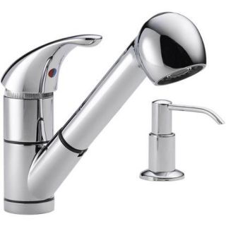 Peerless P18550LF SD Chrome 1 Handle Kitchen Pull Out Faucet with Soap Dispenser