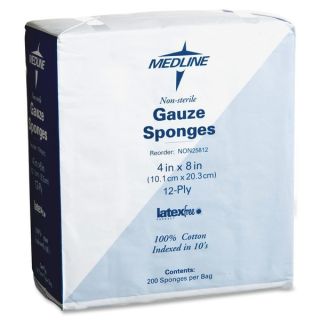Medline Nonsterile 12 ply 4 inch Cotton Gauze Sponges (Box of 200