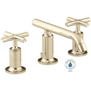 KOHLER Purist 8 in. Widespread 2 Handle Low Arc Bathroom Faucet in Vibrant French Gold with Low Cross Handles K 14410 3 AF