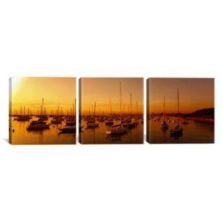 iCanvas Photography Boats Moored, Chicago River, Chicago 3 Piece on Wrapped Canvas Set