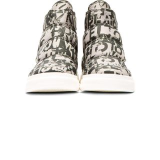 McQ Alexander Mcqueen Khaki Green Quilted Canvas High Top Sneakers