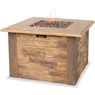 UniFlame LP Gas Faux Stacked Stone Fire Pit Table