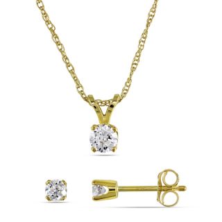 Miadora 14k Yellow Gold 2/5ct TDW Diamond Necklace and Earrings Set (I