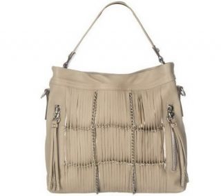 B. Makowsky Glove Leather Convertible Hobo with Fringe & Chain —