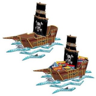 New Set Of 2 Pirate Ship Buccaneer Centerpieces Decoration