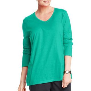 Just My Size Women's Plus Size Long Sleeve Vneck Tee