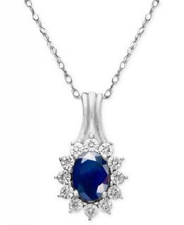 Sapphire (9/10 ct. t.w.) and Diamond Accent Pendant Necklace in 10k