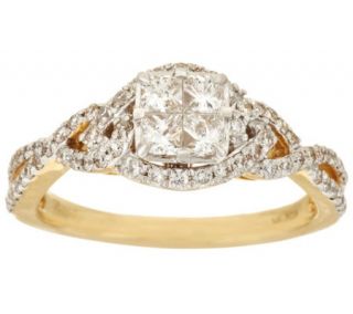 Michael Beaudry 3/4 cttw Diamond Twisted Halo Ring, 14K Gold —