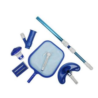 6 Piece Swimming Pool Kit   Vacuum, Pole, Thermometer, Scrubber, Skimmer, and Chlorine Dispenser
