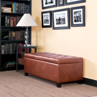 Home Loft Concept Trufant Bonded Leather Tufted Storage Ottoman Bench