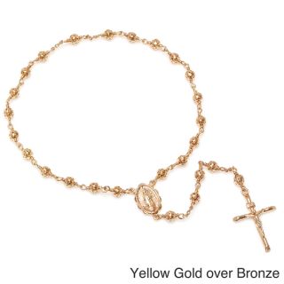 Sterling Essentials 14k Gold over Bronze Cut out Bead Pocket Rosary