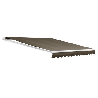 NuImage Awnings 216 in Wide x 96 in Projection Taupe Solid Open Slope Patio Retractable Motorized Awning