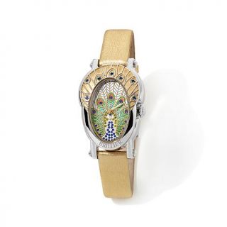 Brillier "Royal Plume" Stainless Steel Gemstone and Crystal Metallic Leather St   7748383