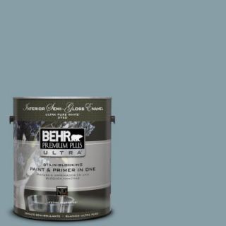 BEHR Premium Plus Ultra 1 gal. #BNC 18 Aqua Gray Semi Gloss Enamel Interior Paint 375401