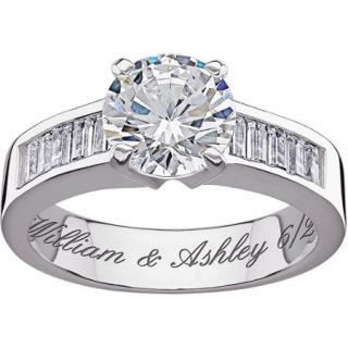 Personalized Sterling Silver CZ Engagement Ring