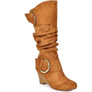 Brinley Co.   Women's Faux Suede Buckle Accent Tall Boots
